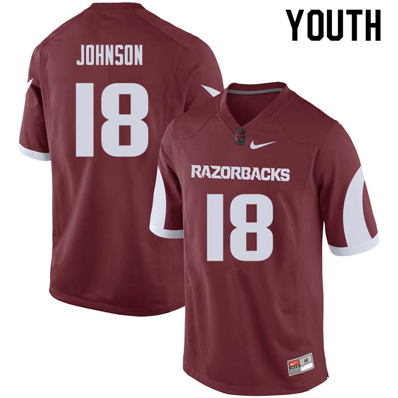 Youth #18 Blake Johnson Arkansas Razorback College Football Jerseys Sale-Cardinal